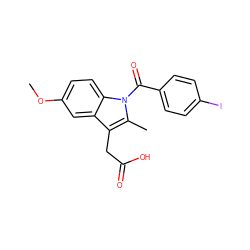 COc1ccc2c(c1)c(CC(=O)O)c(C)n2C(=O)c1ccc(I)cc1 ZINC000002047442