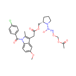 COc1ccc2c(c1)c(CC(=O)OC[C@@H]1CCCN1/[N+]([O-])=N/OCOC(C)=O)c(C)n2C(=O)c1ccc(Cl)cc1 ZINC000044404661