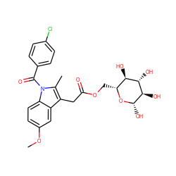 COc1ccc2c(c1)c(CC(=O)OC[C@H]1O[C@@H](O)[C@H](O)[C@@H](O)[C@@H]1O)c(C)n2C(=O)c1ccc(Cl)cc1 ZINC000042889754