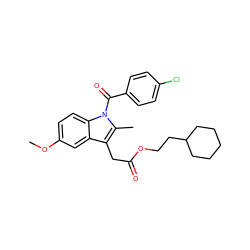 COc1ccc2c(c1)c(CC(=O)OCCC1CCCCC1)c(C)n2C(=O)c1ccc(Cl)cc1 ZINC000026728245