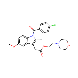 COc1ccc2c(c1)c(CC(=O)OCCN1CCOCC1)c(C)n2C(=O)c1ccc(Cl)cc1 ZINC000026718267