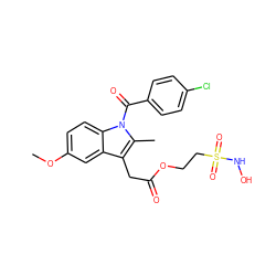 COc1ccc2c(c1)c(CC(=O)OCCS(=O)(=O)NO)c(C)n2C(=O)c1ccc(Cl)cc1 ZINC000066123583