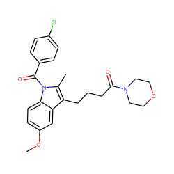 COc1ccc2c(c1)c(CCCC(=O)N1CCOCC1)c(C)n2C(=O)c1ccc(Cl)cc1 ZINC000028704771