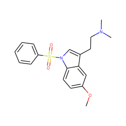 COc1ccc2c(c1)c(CCN(C)C)cn2S(=O)(=O)c1ccccc1 ZINC000013553349