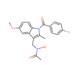 COc1ccc2c(c1)c(CN(O)C(C)=O)c(C)n2C(=O)c1ccc(Cl)cc1 ZINC000029399912