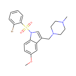 COc1ccc2c(c1)c(CN1CCN(C)CC1)cn2S(=O)(=O)c1ccccc1Br ZINC000114896976