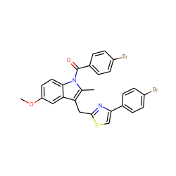 COc1ccc2c(c1)c(Cc1nc(-c3ccc(Br)cc3)cs1)c(C)n2C(=O)c1ccc(Br)cc1 ZINC000028761700