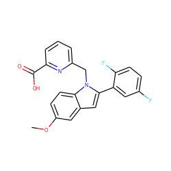 COc1ccc2c(c1)cc(-c1cc(F)ccc1F)n2Cc1cccc(C(=O)O)n1 ZINC000169701331