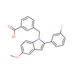 COc1ccc2c(c1)cc(-c1cccc(F)c1)n2Cc1cccc(C(=O)O)c1 ZINC000169701318