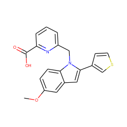 COc1ccc2c(c1)cc(-c1ccsc1)n2Cc1cccc(C(=O)O)n1 ZINC000169701310