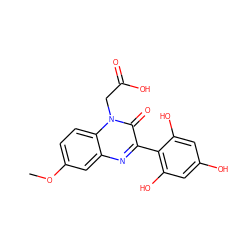 COc1ccc2c(c1)nc(-c1c(O)cc(O)cc1O)c(=O)n2CC(=O)O ZINC001772604205