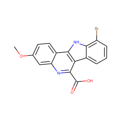 COc1ccc2c(c1)nc(C(=O)O)c1c3cccc(Br)c3[nH]c21 ZINC000473090821