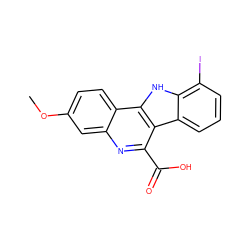 COc1ccc2c(c1)nc(C(=O)O)c1c3cccc(I)c3[nH]c21 ZINC000473108568