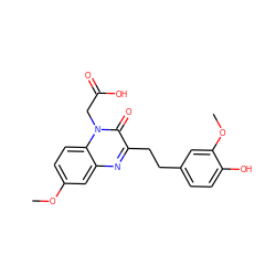 COc1ccc2c(c1)nc(CCc1ccc(O)c(OC)c1)c(=O)n2CC(=O)O ZINC001772586550