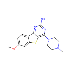 COc1ccc2c(c1)sc1c(N3CCN(C)CC3)nc(N)nc12 ZINC000073196044