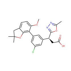 COc1ccc2c(c1-c1cc(Cl)cc([C@H](CC(=O)O)c3nnc(C)o3)c1)OC(C)(C)C2 ZINC000219450907