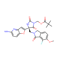 COc1ccc2c(c1F)C(=O)N(C[C@@]1(c3cc4nc(N)ccc4o3)NC(=O)N(COC(=O)C(C)(C)C)C1=O)C2 ZINC000141899586