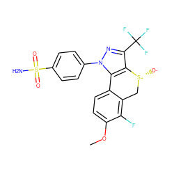 COc1ccc2c(c1F)C[S@@+]([O-])c1c(C(F)(F)F)nn(-c3ccc(S(N)(=O)=O)cc3)c1-2 ZINC000049110638