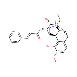 COc1ccc2c(c1O)[C@@]13CCN(C)[C@@]14C[C@@H]2O[C@]4(OC)[C@@H](O)[C@@H](OC(=O)/C=C/c1ccccc1)C3 ZINC000049783799