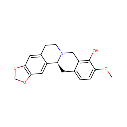 COc1ccc2c(c1O)CN1CCc3cc4c(cc3[C@@H]1C2)OCO4 ZINC000029747010