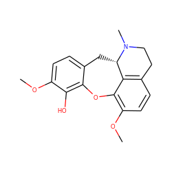 COc1ccc2c(c1O)Oc1c(OC)ccc3c1[C@H](C2)N(C)CC3 ZINC000014690984