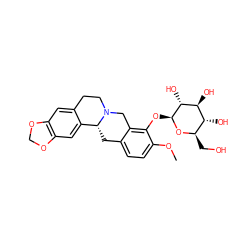 COc1ccc2c(c1O[C@@H]1O[C@H](CO)[C@@H](O)[C@H](O)[C@H]1O)CN1CCc3cc4c(cc3[C@H]1C2)OCO4 ZINC000095596421