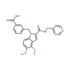 COc1ccc2c(cc(C(=O)NCc3ccncc3)n2Cc2cccc(C(=N)N)c2)c1OC ZINC000003833787