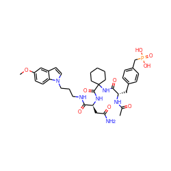 COc1ccc2c(ccn2CCCNC(=O)[C@H](CC(N)=O)NC(=O)C2(NC(=O)[C@H](Cc3ccc(CP(=O)(O)O)cc3)NC(C)=O)CCCCC2)c1 ZINC000026376581