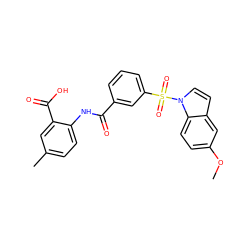COc1ccc2c(ccn2S(=O)(=O)c2cccc(C(=O)Nc3ccc(C)cc3C(=O)O)c2)c1 ZINC000040975519