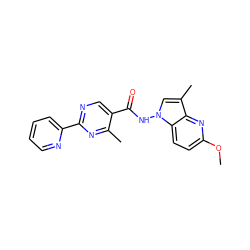 COc1ccc2c(n1)c(C)cn2NC(=O)c1cnc(-c2ccccn2)nc1C ZINC000201446786