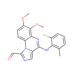 COc1ccc2c(nc(Nc3c(C)cccc3Cl)c3cnc(C=O)n32)c1OC ZINC000013441511