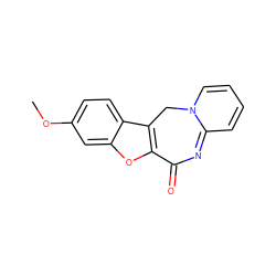 COc1ccc2c3c(oc2c1)C(=O)N=C1C=CC=CN1C3 ZINC000377816805