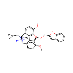 COc1ccc2c3c1O[C@@H]1[C@]34CC[N@+](C)(CC3CC3)[C@H](C2)[C@]42CC[C@@]1(OC)[C@@H](COCc1cc3ccccc3o1)C2 ZINC001772613322
