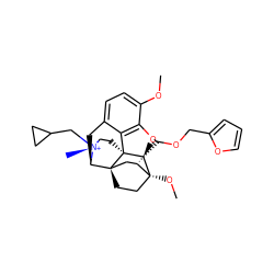COc1ccc2c3c1O[C@@H]1[C@]34CC[N@@+](C)(CC3CC3)[C@H](C2)[C@]42CC[C@@]1(OC)[C@@H](COCc1ccco1)C2 ZINC001772601064