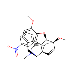 COc1ccc2c3c1O[C@@H]1[C@]34CCN(C)[C@H](C2)[C@]42C=C[C@]1(OC)C[C@H]2c1cccc([N+](=O)[O-])c1 ZINC000101308910