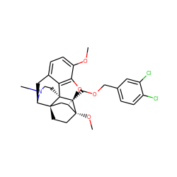 COc1ccc2c3c1O[C@@H]1[C@]34CCN(C)[C@H](C2)[C@]42CC[C@@]1(OC)[C@@H](COCc1ccc(Cl)c(Cl)c1)C2 ZINC000096172380