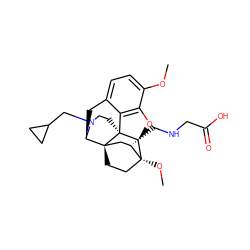 COc1ccc2c3c1O[C@@H]1[C@]34CCN(CC3CC3)[C@H](C2)[C@]42CC[C@@]1(OC)[C@@H](CNCC(=O)O)C2 ZINC000203779854