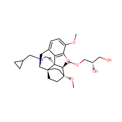 COc1ccc2c3c1O[C@@H]1[C@]34CCN(CC3CC3)[C@H](C2)[C@]42CC[C@@]1(OC)[C@@H](COC[C@@H](O)CO)C2 ZINC000148698337