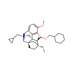 COc1ccc2c3c1O[C@@H]1[C@]34CCN(CC3CC3)[C@H](C2)[C@]42CC[C@@]1(OC)[C@@H](COCC1CCCCC1)C2 ZINC000096172369