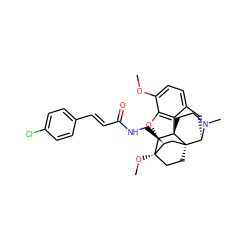 COc1ccc2c3c1O[C@H]1[C@]4(OC)CC[C@@]5(C[C@@H]4CNC(=O)/C=C/c4ccc(Cl)cc4)[C@@H](C2)N(C)CC[C@]315 ZINC000101142330