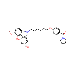 COc1ccc2c3c1O[C@H]1C[C@@H](O)C=C[C@@]31CCN(CCCCCCOc1ccc(C(=O)N3CCCC3)cc1)C2 ZINC000042834979