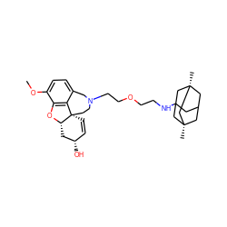 COc1ccc2c3c1O[C@H]1C[C@@H](O)C=C[C@@]31CCN(CCOCCNC13CC4C[C@](C)(C1)C[C@@](C)(C4)C3)C2 ZINC000095579354