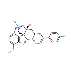 COc1ccc2c3c1O[C@H]1c4ncc(-c5ccc(Cl)cc5)cc4C[C@@]4(O)[C@@H](C2)N(C)CC[C@]314 ZINC000013559706