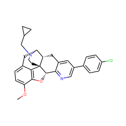 COc1ccc2c3c1O[C@H]1c4ncc(-c5ccc(Cl)cc5)cc4C[C@H]4[C@@H](C2)N(CC2CC2)CC[C@]314 ZINC000013559708