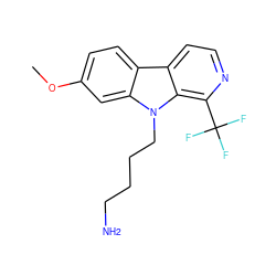 COc1ccc2c3ccnc(C(F)(F)F)c3n(CCCCN)c2c1 ZINC000072317698
