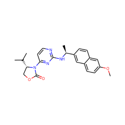 COc1ccc2cc([C@H](C)Nc3nccc(N4C(=O)OC[C@@H]4C(C)C)n3)ccc2c1 ZINC000221305309