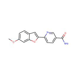 COc1ccc2cc(-c3ccc(C(N)=O)cn3)oc2c1 ZINC000049036551