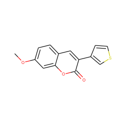 COc1ccc2cc(-c3ccsc3)c(=O)oc2c1 ZINC000071296831