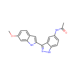 COc1ccc2cc(-c3n[nH]c4ccc(NC(C)=O)cc34)[nH]c2c1 ZINC000066098932