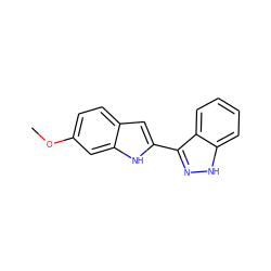 COc1ccc2cc(-c3n[nH]c4ccccc34)[nH]c2c1 ZINC000064573564